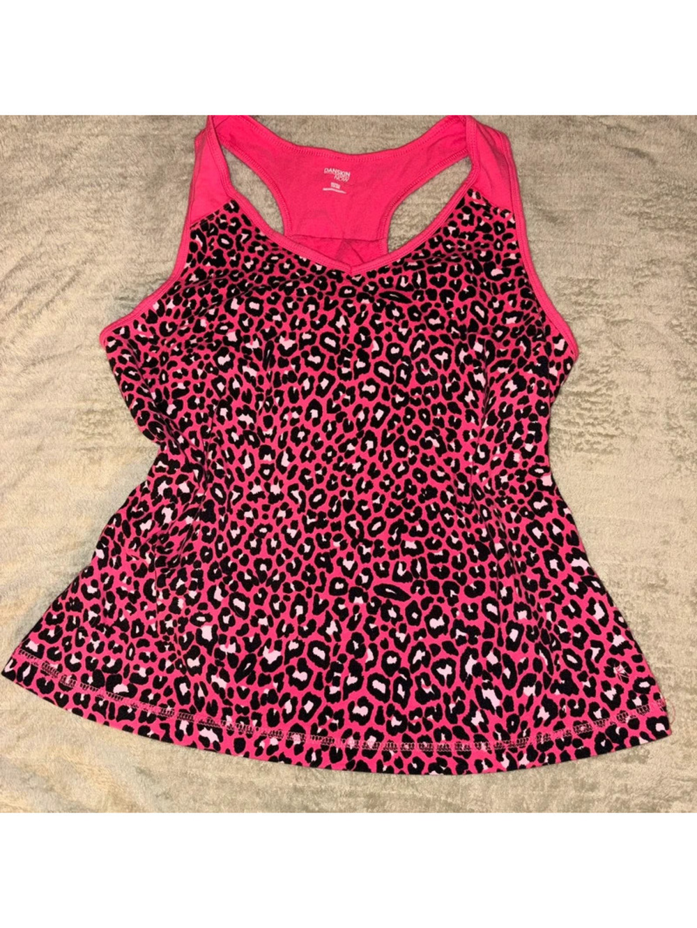 pink Y2K jersey shore style leopard print halter back tank
